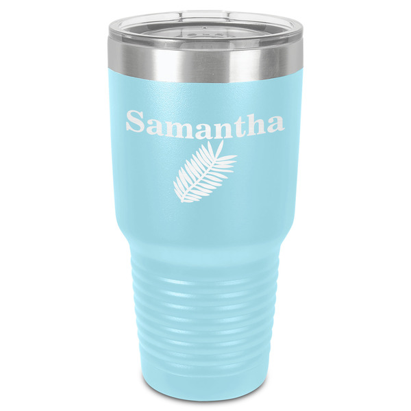 Custom Tropical Leaves 30 oz Stainless Steel Tumbler - Teal - Single-Sided (Personalized)