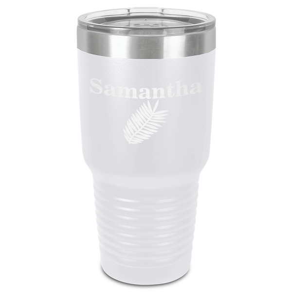 Custom Tropical Leaves 30 oz Stainless Steel Tumbler - White - Single-Sided (Personalized)