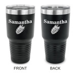 Tropical Leaves 30 oz Stainless Steel Tumbler - Black - Double Sided (Personalized)