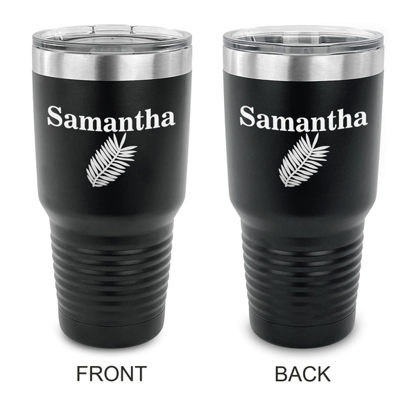 Custom Tropical Leaves 30 oz Stainless Steel Tumbler - Black - Double Sided (Personalized)