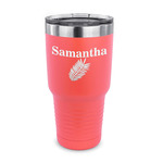 Tropical Leaves 30 oz Stainless Steel Tumbler - Coral - Single Sided (Personalized)