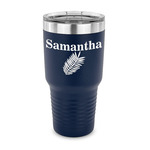 Tropical Leaves 30 oz Stainless Steel Tumbler - Navy - Single Sided (Personalized)