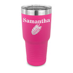 Tropical Leaves 30 oz Stainless Steel Tumbler - Pink - Single Sided (Personalized)