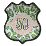 Tropical Leaves Iron On Shield Patch C w/ Monogram