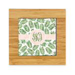 Tropical Leaves Bamboo Trivet with Ceramic Tile Insert (Personalized)