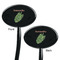 Tropical Leaves Black Plastic 7" Stir Stick - Double Sided - Oval - Front & Back