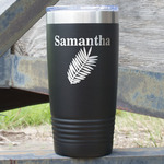 Tropical Leaves 20 oz Stainless Steel Tumbler - Black - Double Sided (Personalized)