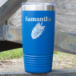 Tropical Leaves 20 oz Stainless Steel Tumbler - Royal Blue - Double Sided (Personalized)