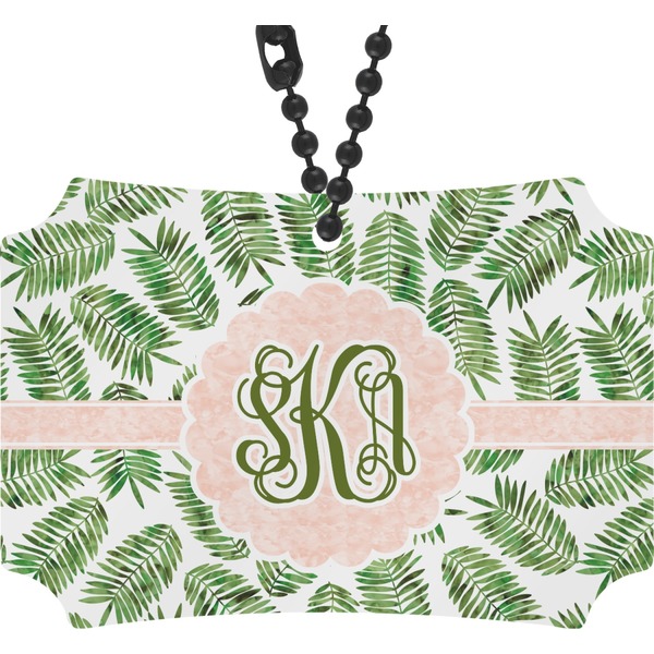 Custom Tropical Leaves Rear View Mirror Ornament (Personalized)