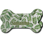 Tropical Leaves Ceramic Dog Ornament - Front & Back w/ Monogram