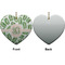 Tropical Leaves Ceramic Flat Ornament - Heart Front & Back (APPROVAL)