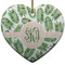 Tropical Leaves Ceramic Flat Ornament - Heart (Front)