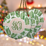 Tropical Leaves Ceramic Ornament w/ Monogram