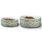 Tropical Leaves Ceramic Dog Bowls - Size Comparison