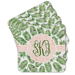 Tropical Leaves Cork Coaster - Set of 4 w/ Monogram