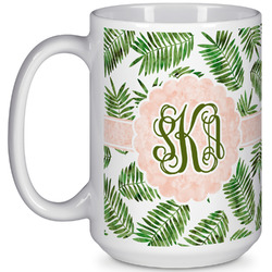 Tropical Leaves 15 Oz Coffee Mug - White (Personalized)
