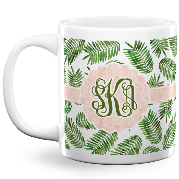 Custom Tropical Leaves 20 Oz Coffee Mug - White (Personalized)