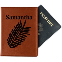 Tropical Leaves Passport Holder - Faux Leather - Double Sided (Personalized)