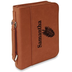 Tropical Leaves Leatherette Bible Cover with Handle & Zipper - Small - Double Sided (Personalized)