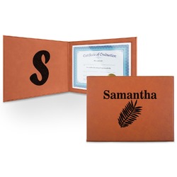 Tropical Leaves Leatherette Certificate Holder - Front and Inside (Personalized)