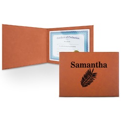 Tropical Leaves Leatherette Certificate Holder - Front (Personalized)