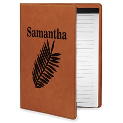 Tropical Leaves Leatherette Portfolio with Notepad - Small - Single Sided (Personalized)