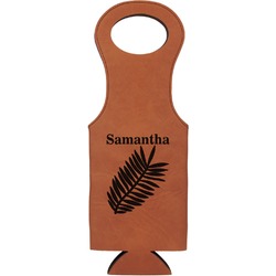 Tropical Leaves Leatherette Wine Tote - Single Sided (Personalized)