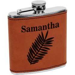 Tropical Leaves Leatherette Wrapped Stainless Steel Flask (Personalized)