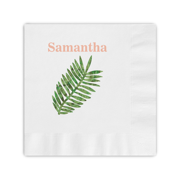 Custom Tropical Leaves Coined Cocktail Napkins (Personalized)