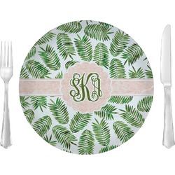 Tropical Leaves Glass Lunch / Dinner Plate 10" (Personalized)