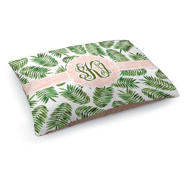 Custom Tropical Leaves Dog Bed - Medium w/ Monogram