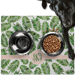 Tropical Leaves Dog Food Mat - Large w/ Monogram