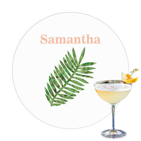 Custom Tropical Leaves Printed Drink Topper - 3.25" (Personalized)