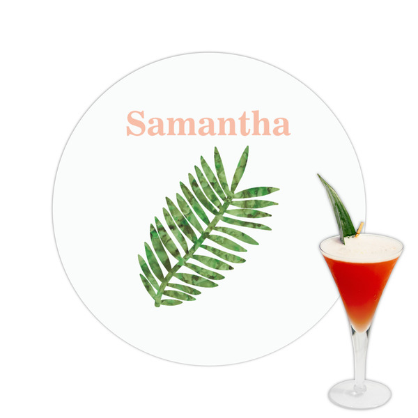 Custom Tropical Leaves Printed Drink Topper -  2.5" (Personalized)