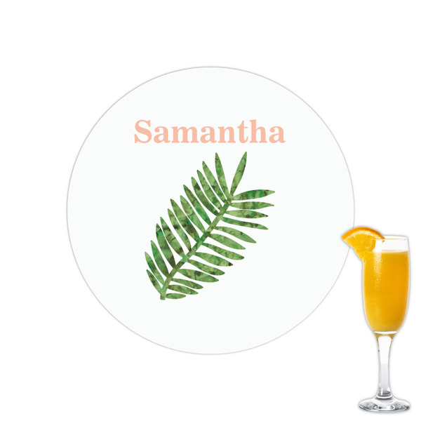 Custom Tropical Leaves Printed Drink Topper - 2.15" (Personalized)