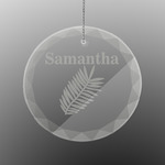 Tropical Leaves Engraved Glass Ornament - Round (Personalized)