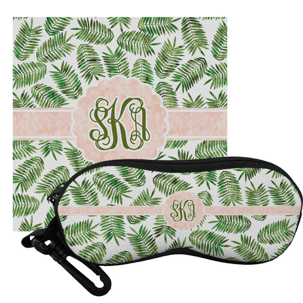 Custom Tropical Leaves Eyeglass Case & Cloth (Personalized)