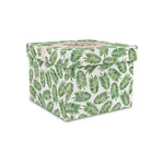 Tropical Leaves Gift Box with Lid - Canvas Wrapped - Small (Personalized)