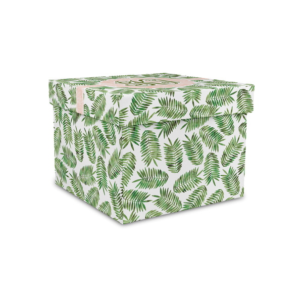 Custom Tropical Leaves Gift Box with Lid - Canvas Wrapped - Small (Personalized)