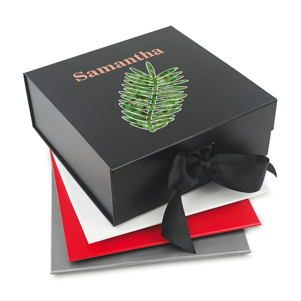 Custom Tropical Leaves Gift Box with Magnetic Lid (Personalized)