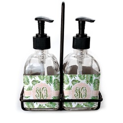Tropical Leaves Glass Soap & Lotion Bottles (Personalized)
