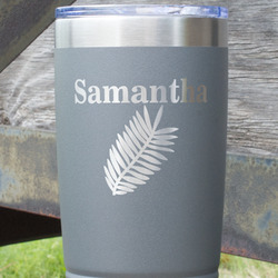 Tropical Leaves 20 oz Stainless Steel Tumbler - Grey - Double Sided (Personalized)