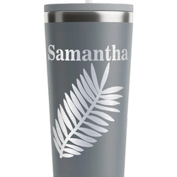 Tropical Leaves RTIC Everyday Tumbler with Straw - 28oz - Grey - Single-Sided (Personalized)