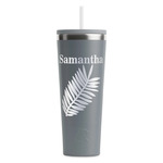 Tropical Leaves RTIC Everyday Tumbler with Straw - 28oz - Grey - Double-Sided (Personalized)