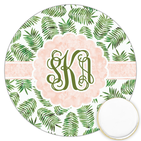 Custom Tropical Leaves Printed Cookie Topper - 3.25" (Personalized)