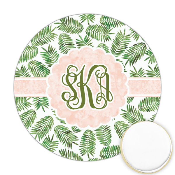 Custom Tropical Leaves Printed Cookie Topper - Round (Personalized)