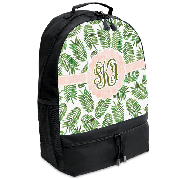 Custom Tropical Leaves Backpacks - Black (Personalized)