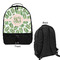 Tropical Leaves Large Backpack - Black - Front & Back View