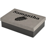 Tropical Leaves Large Gift Box w/ Engraved Leather Lid (Personalized)