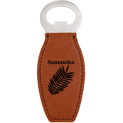 Tropical Leaves Leatherette Bottle Opener - Double Sided (Personalized)
